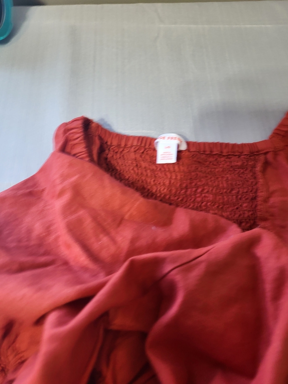 Joe Fresh Rust Red Puff-Sleeve Tiered Midi Dress, Size Large - Picture 4 of 6